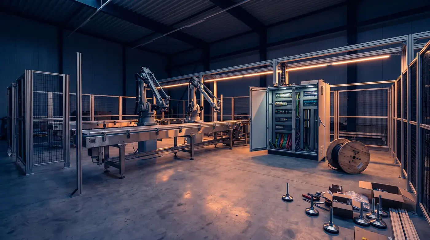 Automation line being installed in a factory hall