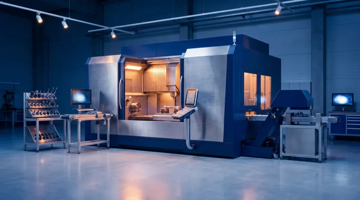 CNC machining centre in a machine builder's hall